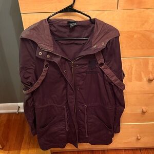Brown Hooded Jacket with Straps